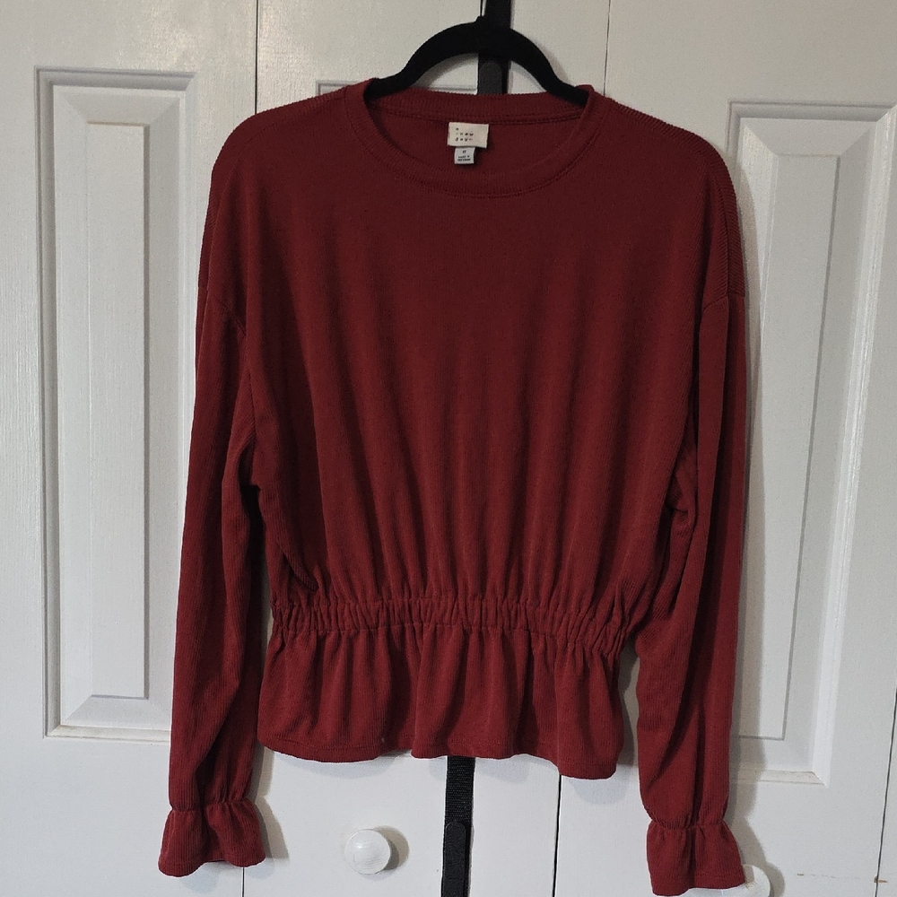 a new day Burgundy Long Sleeve Blouse